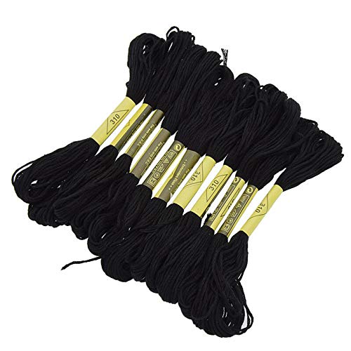 Black Embroidery Floss, 24 Skeins Embroidery Thread Friendship Bracelet String, Cross Stitch Threads Hair Wrap Yarn - NewNest Australia