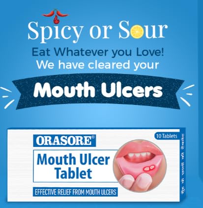 Orasore Mouth Ulcer Treatment Pastilles Tablets - 10 Count - Effective Soothing Relief from Sore Gums, Cold Sore, Sugar Free, Reduces Inflammation Due to dentures, Braces - NewNest Australia