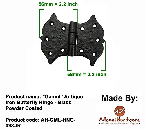 Adonai Hardware "Gamul" Black Antique Iron Butterfly Hinge (2, Matte Black Powder Coated) 3.9 Inch x 2 Pack - NewNest Australia