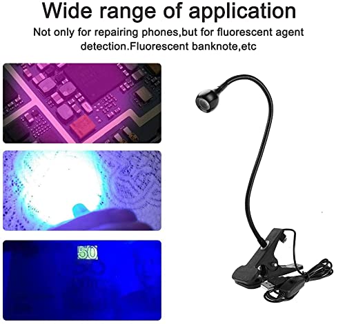 UV LED Black Light with Gooseneck,Clamp and US Power Adapter,Black Light Lamp for Blacklight Poster, Blacklight Party, Ultraviolet Curing Lamp for Fluorescent Paint Black - NewNest Australia