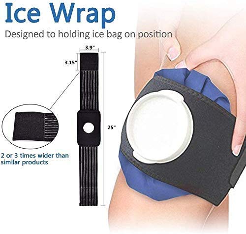 Ice Bag for Injuries，Reusable Ice Cold Pack, Hot & Cold Therapy and Pain Relief with Elastic Breathable Support Wrap, 4-Pack, 3 Sizes (6"/9"/11"), Hot Therapy is 50-60℃ 4 Count (Pack of 1) - NewNest Australia