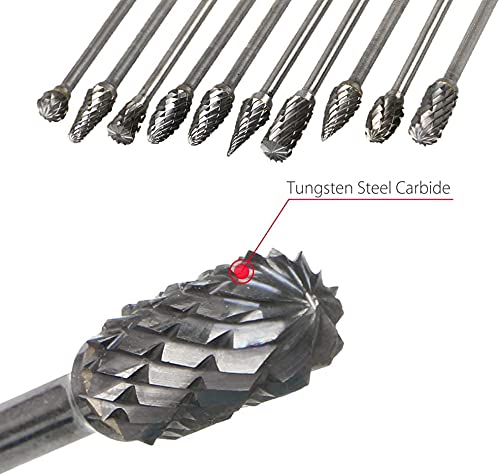 Yakamoz 10Pcs 3mm (1/8") Shank Long Double Cut Tungsten Carbide Burrs Rotary Files Diamond Burs Bit Set for Die Grinder Rotary Tool, 4-Inch Length - NewNest Australia