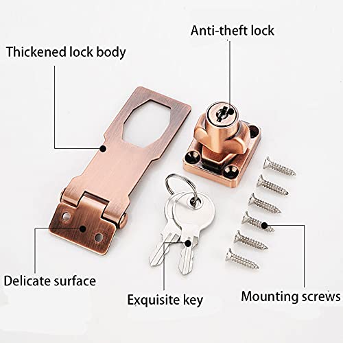 2 Packs Keyed Hasp Locks Twist Knob Keyed Locking Hasp for Small Doors, Cabinets and More,Stainless Steel Steel, Chrome Plated Hasp Lock Catch Latch Safety Lock (Copper 3inch) - NewNest Australia