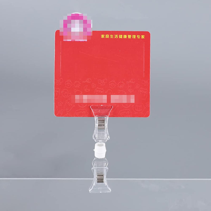 10pcs Clear Sign Clips Plastic Rotatable Double Clip Merchandise Sign Display Mini Clip Tag Holders for Business Cards Price Label Tag - NewNest Australia