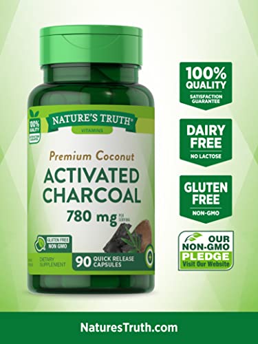 Activated Charcoal Capsules | 90 Count | Non-GMO, Gluten Free Pills | by Nature's Truth 90 Count (Pack of 1) - NewNest Australia