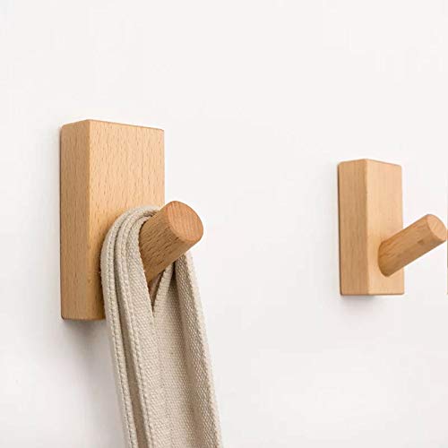 NewNest Australia - HomeDo 4Pack Wall Hooks Hat Rack, Wooden Coat Hooks Wall Mounted, Decorative Hooks Single Organizer Hat Hanger Towel Rack, Heavy Duty Hooks (Rectangle-Beech 4Pack) Rectangle-Beech 