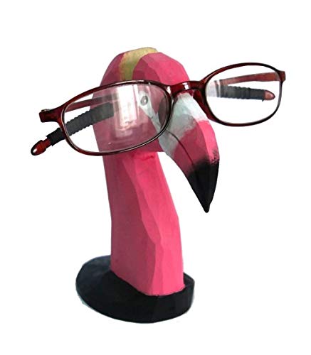 NewNest Australia - TANG SONG Creative Wood Hand Carved Eyeglass Holder Handmade Nose Flamingo Stand for Office Desk Home Decor Gifts 