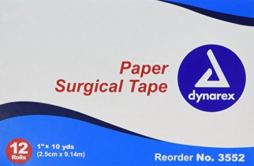 Dynarex Paper Surgical Tape, Use to Secure Wound Care with Medical Gauze, Dressings, and Non-Adherent Pads, First-Aid Kit Essential, White, 1” x 10 yds, 1 Box of 12 Rolls of Paper Surgical Tape - NewNest Australia