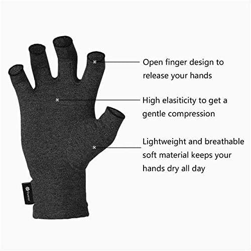 Duerer Arthritis Compression Gloves Women Men for RSI, Carpal Tunnel, Rheumatiod, Tendonitis, Fingerless Gloves for Computer Typing and Dailywork (Black, S) Small (1 Pair) Black - NewNest Australia