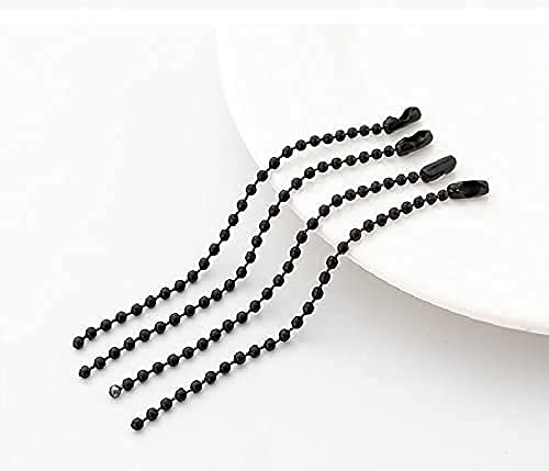 VIUJUH 150 pcs 100mm Bead Connector Clasp,2.4mm Diameter Ball Chain Keychain Rings Metal Bead Chain Nickel Chain Dog Tag Chain (Black) Black - NewNest Australia