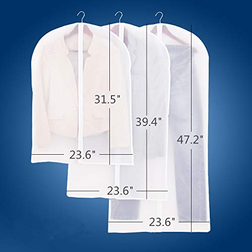 NewNest Australia - Clear Hanging Garment Bag with Study Zipper Plastic Clothing Dust Cover Closet Suit Protector Storage Bags White 4pcs 4 Pack Mix White Zipper 