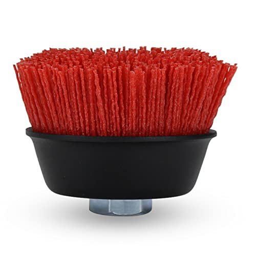 BHA 4" Abrasive Filament Nylon Bristle Cup Brush, 5/8"-11 Thread Arbor - Red (120 Grit) - NewNest Australia