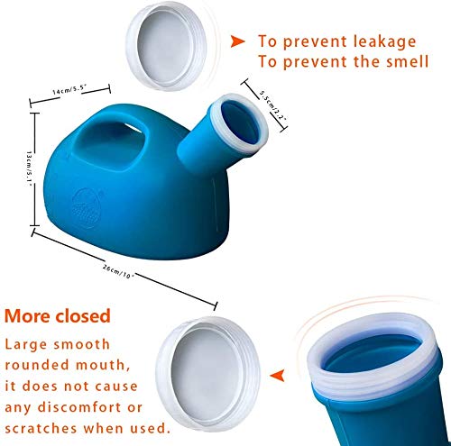 Male Urinal Portable Mens Potty Pee Bottle Collector Travel Toilet with lid 2000 ml/66 oz for Elderly, Incontinence, Driving, Camping (Blue) Blue - NewNest Australia