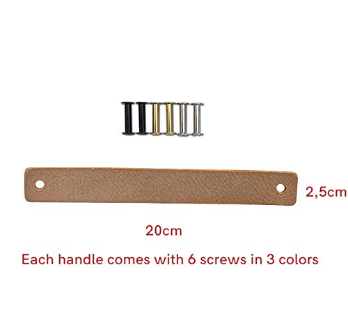 Brute Strength - Leather Handles for Furniture - Natural - 2 pcs - 7-7/8 x 1 ’’ - Leather Drawer Pull - Leather Drawer knobs - Cabinet pulls - Kitchen, bathroon, Dresser 2 Pieces - NewNest Australia