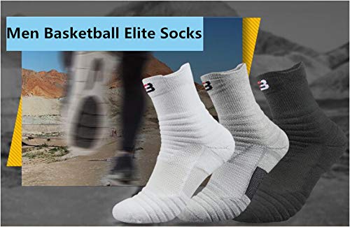 Kisgyst Men's Athletic Compression Crew Ankle Quarter Running Socks Elite Basketball Cushioned Training Socks 3 Pairs - NewNest Australia