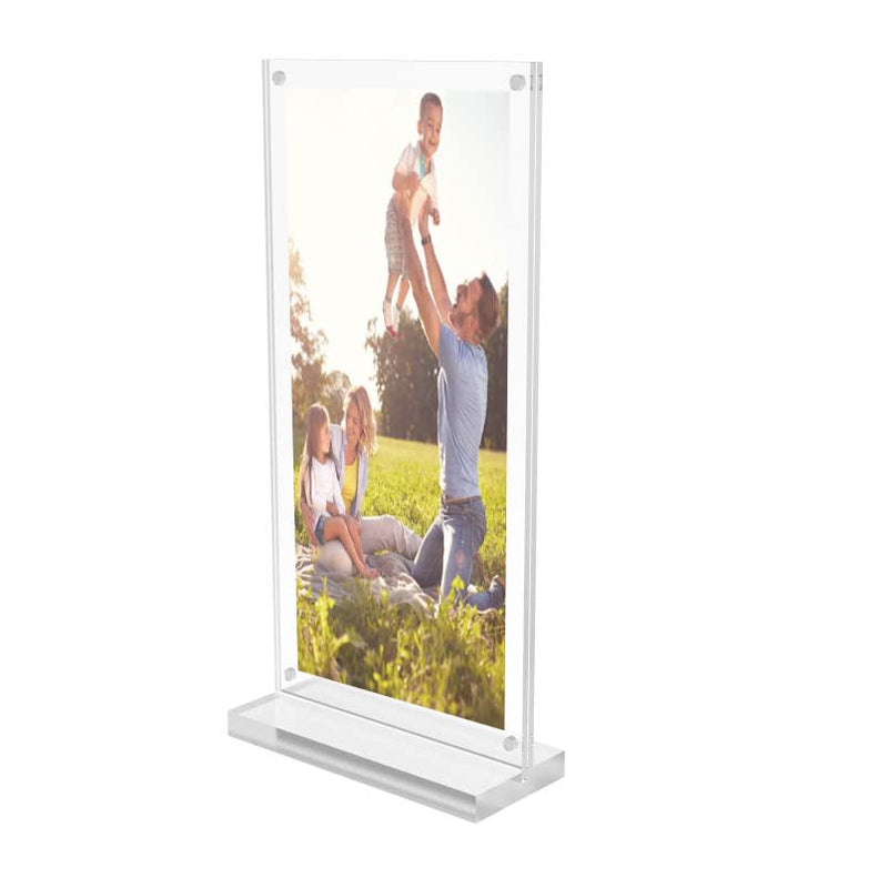 FixtureDisplays® 4 x 9 (Inside Magnet Dims) Acrylic Sign Holder with Magnets, T-Style - Clear19038 19038 - NewNest Australia