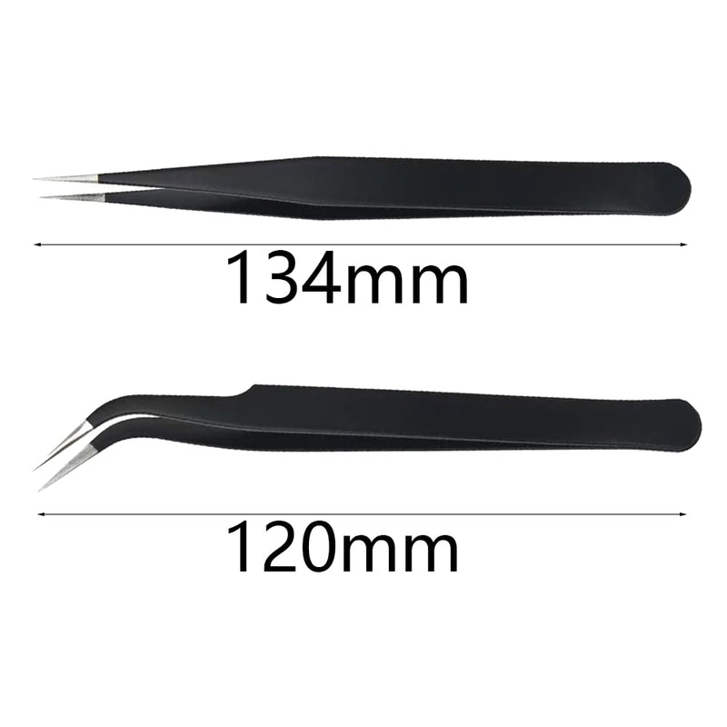 Set Of 2 Eyelash Tweezers, Eyelash Tweezers Set Made Of Stainless Steel, Straight Tweezers And Curved Tweezers, Professional Tweezers, Eyelash Tweezers For Eyelash Extensions - NewNest Australia