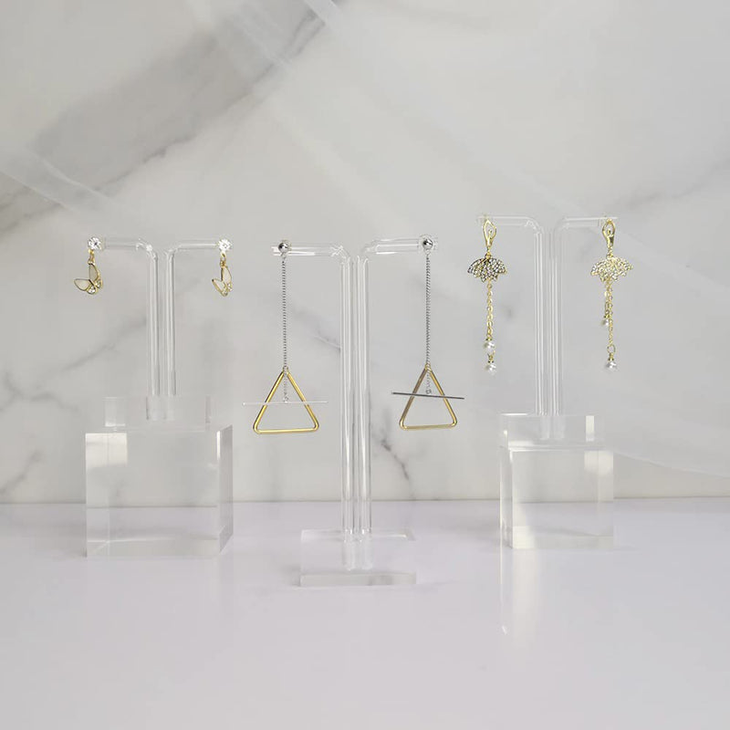 GemeShou Acrylic 3pcs Earring Display Stand Clear Earring Holder Lucite T Bar Earring Retail Display Photography Props【Acrylic Earring T Stand-3pcs 】 A/Acrylic Earring T Stand-3pcs Height 4.7"/3.9"/3.1" - NewNest Australia
