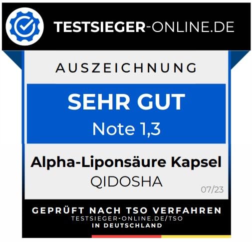 Qidosha R-Alpha Lipoic Acid, Test Winner 07/23*, R-Alpha Lipoic Acid Capsules High Dose From Na-R Lipoate & Piperine As Bioenhancer, 180 Pieces/Glass, Increased Bioavailability Thanks To Sodium R - NewNest Australia