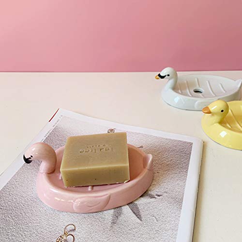 JHNIF Ceramic Cute Flamingo Soap Tray Soap Dish, Pink - NewNest Australia