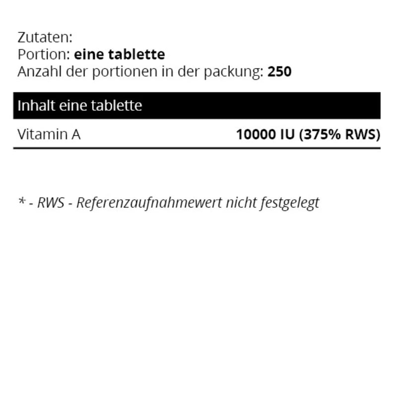 Sowelo Vitamin A - 10000 Iu I Anti-Inflammatory And Anti-Seborrheic Properties I Vitamin A High Dosage I Without Unwanted Additives I 250 Tablets 1 Piece (Pack Of 1) - NewNest Australia