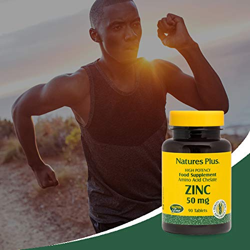 NaturesPlus Zinc Tablets 50mg - Highly Bioavailable Zinc Supplement, Immune Support, Skin, Hair, Nails, Fertility and Focus - Gluten Free - 90 Vegetarian Tablets - NewNest Australia