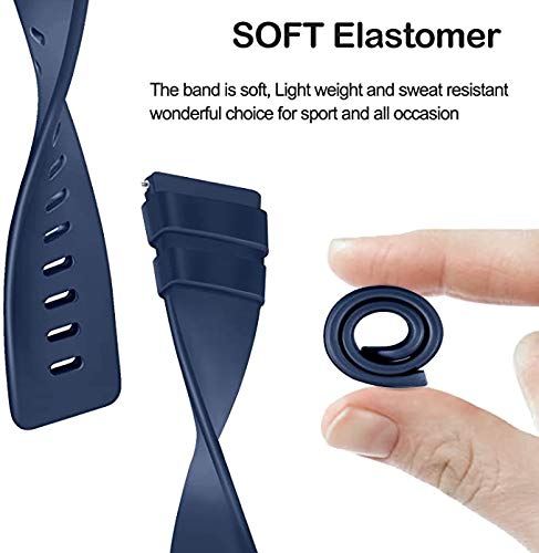 PACK 3 Soft Silicone Bands for Fitbit Versa 2 / Fitbit Versa / Fitbit Versa Lite Classic Adjustable Sport Bands for Women Men Small Large(Without Tracker) (Large, Black+Blue+Grey) - NewNest Australia