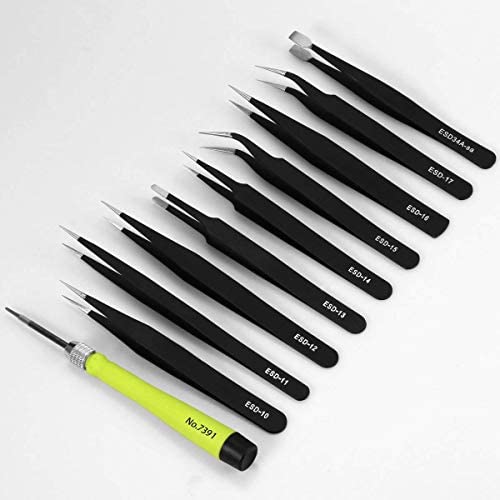 Umiten 10Pcs Esd Tweezers Kit, Precision Anti-Static Tweezers Set, Non-Magnetic Multi-Standard Stainless Steel Tweezers Ideal For Lab Electronics, Jewelry, Beauty And Detailed Work - NewNest Australia