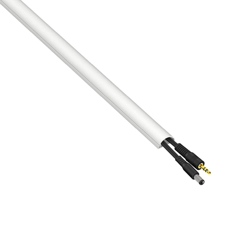 D-Line Small Cord Cover | Decorative Cable Raceway | White | 39 Inch Length | Hinged One-Piece, Half-Round Design | Paintable | Self Adhesive Wire Hider - NewNest Australia