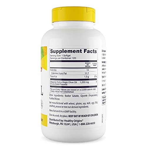 Healthy Origins Extra Virgin Olive Oil Softgels, 120 Count - NewNest Australia