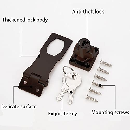 2 Packs Keyed Hasp Locks Twist Knob Keyed Locking Hasp for Small Doors, Cabinets and More,Stainless Steel Steel, Chrome Plated Hasp Lock Catch Latch Safety Lock (Black 3inch) - NewNest Australia