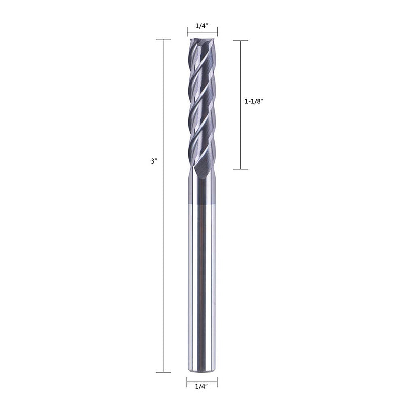 SpeTool 12411 4 Flutes Carbide CNC Square Nose End Mill, 1/4 inch Shank Diameter, 3 inch Long, Upcut CNC Router Bit with Coated - NewNest Australia