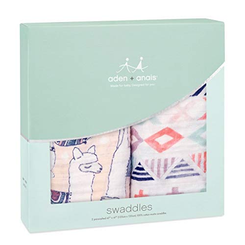 NewNest Australia - aden + anais Swaddle Blanket, Boutique Muslin Blankets for Girls & Boys, Baby Receiving Swaddles, Ideal Newborn & Infant Swaddling Set, Perfect Shower Gifts, 2 Pack, Trail Blooms 2-Pack 