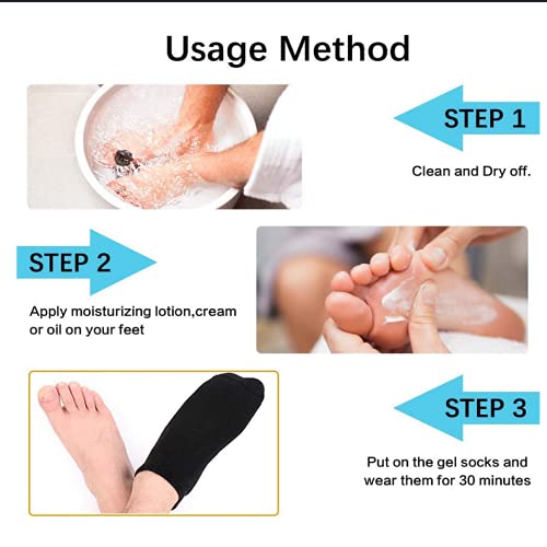 Wendapai Moisturizing Gel Spa Socks, Large Men's SPA Care Socks for Dry Cracked Rough Feet Repair Cracked Skin and Exfoliate US Men 10-15 2 Pairs Black - NewNest Australia