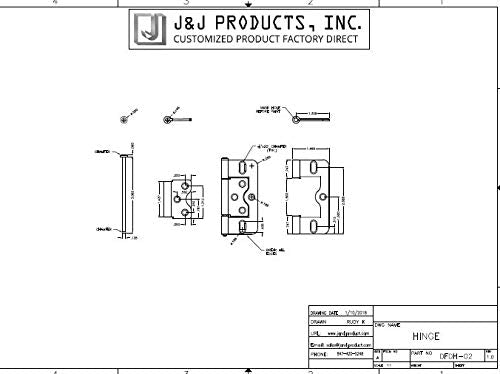 [J&J Products] DH-3x1.5-6W, Bi-Fold Door Non-Mortise Hinge, Steel, 3” x 1.5”, White (Pack of 6) - NewNest Australia