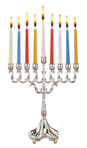 NewNest Australia - Silver Plated Candle Menorah - Fits all Standard Hanukkah Candles - Curved Branches, 8.5” High x 6.5” Wide - by Ner Mitzvah 8 Inch 