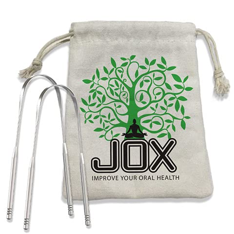 JOX Tongue Scraper Naturally Anti-Microbial - 100% Stainless Steel Tongue scrapers Tongue Care Tool Best Metal Tongue Cleaner and Bad Breath for Adults Oral Hygiene Includes 1 Cotton Bag (2) 2 - NewNest Australia