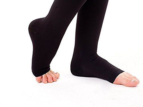 PEDIMEND Open Toe Graduated Compression Stockings (1PAIR - 2PCS) | Ideal for Swelling/Varicose Veins/Edema/Pregnancy | Effective Relief from Tightness & Muscle Soreness (Black) Black - NewNest Australia