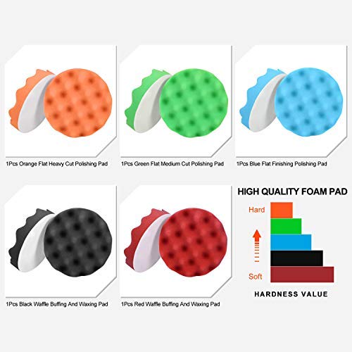 Polishing Pads, ZFE 6Pcs 6"(150mm) Waffle Foam Buffing Pads Polishing Pads Wool Pad Kit for RO/DA Car Polisher Boat Polishing - NewNest Australia