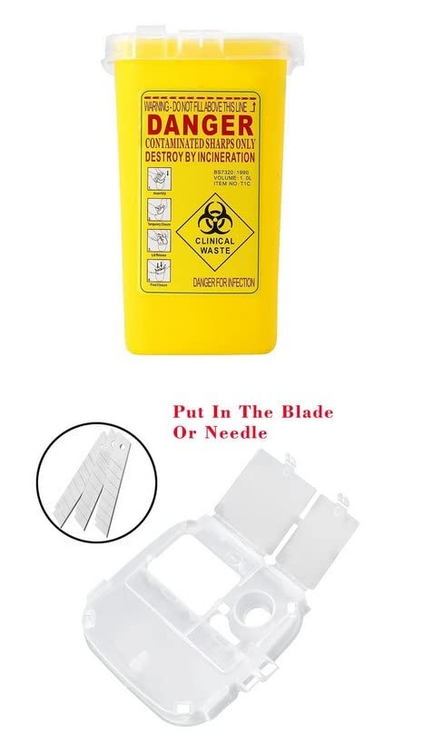 Needle Disposal Container, Cannula Drop Container, 1 Liter Medical Plastic Sharps Container, Tattoo Needles Disposal Mini Waste Box, Waste Box Waste Bin For Medical Waste (Yellow) - NewNest Australia