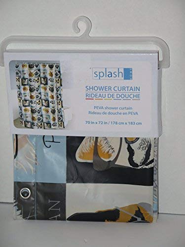 Splash Home Peva 4G Cats & Glasses Curtain Liner Design for Bathroom Showers and Bathtubs Free of Pvc Chlorine and Chemical Smell-Eco-Friendly-100% Waterproof, 72 X 70 Inch-Hazel, 70 x 72 Inch, Ice - NewNest Australia