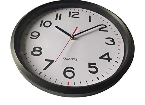 NewNest Australia - Vmarketingsite - 12 Inch Wall Clock Battery Operated Silent Non-Ticking Decorative Modern Round Quartz Black - Analog Classroom Hanging Clocks Large Numbers - Office/Kitchen/Bedroom/Bathroom/Gym 