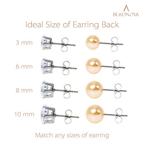 BEADNOVA 925 Sterling Silver Earring Backs Butterfly Earring Backing for Studs Locking Earring Backs Hypoallergenic Earring Backings Replacement Secure Earring Backs for Posts (12 pcs) 12 pcs 925 Sterling Silver - NewNest Australia