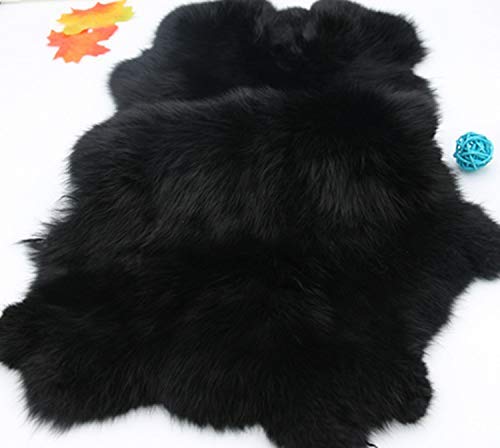Dyed Tanned Rabbit Fur Pelt Hide - 10" by 12" Rabbit Pelt with Sewing Quality Leather (Black) ,2PACK Black - NewNest Australia