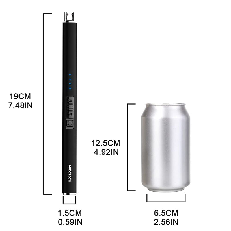 ARECTECH Lighter Electric Lighter Candle Lighter Rechargeable USB Lighter Plasma Arc Lighters for Candle Camping Kitchen Black - NewNest Australia