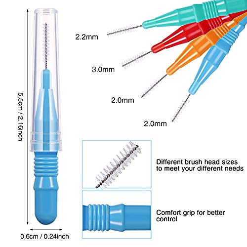 Interdental Brush Toothpick Dental Tooth Flossing Head Dental Brush Oral Dental Flosser Toothpick Cleaners Tooth Cleaning Tool with Storage Box, Red, Blue, Green, Orange (20) 20 - NewNest Australia