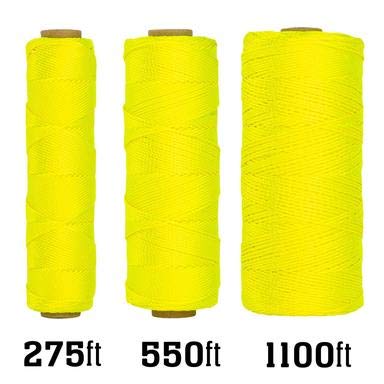 GT KNOTS Twisted Nylon Mason Line #18 - Twine String for DIY Project, Crafting (275 feet - Fluorescent Yellow) 275ft - Single Roll - NewNest Australia