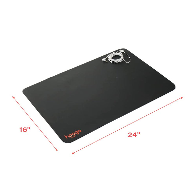 Hooga Grounding Mat for Improved Sleep, Reduced Anxiety, Pain and Inflammation, Headache Relief, Balance. Connect to Earth Indoors. Cord Included. EMF ESD Protection. Soft & Conductive. Home Use. 24"x16" - NewNest Australia