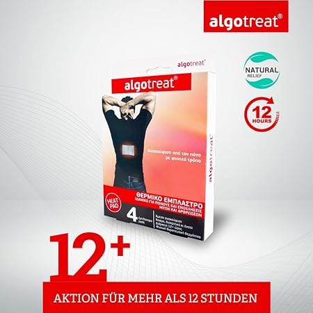 Algotreat Therapeutic Heat Patches - 4 Pack - Odorless Comfortable Pain Relieving Heat Pads For Neck, Back Or Shoulder Pain - Apply To Underwear For Maximum Performance - NewNest Australia