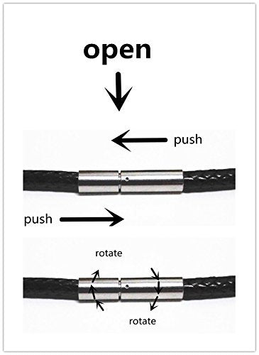 Glory Qin 3mm Black Leather Cord Chain Stainless Steel Clasp Necklace Rope 16 to 28 Inch (16 Inch) 16 Inch - NewNest Australia
